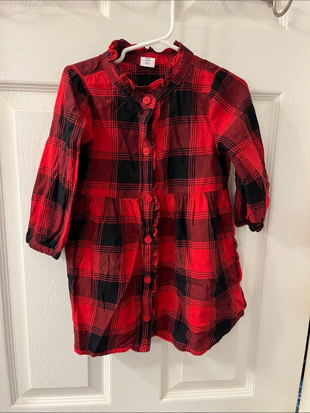 GAP Red and Black Plaid Button-Up Dress Top - Picture 1 of 2